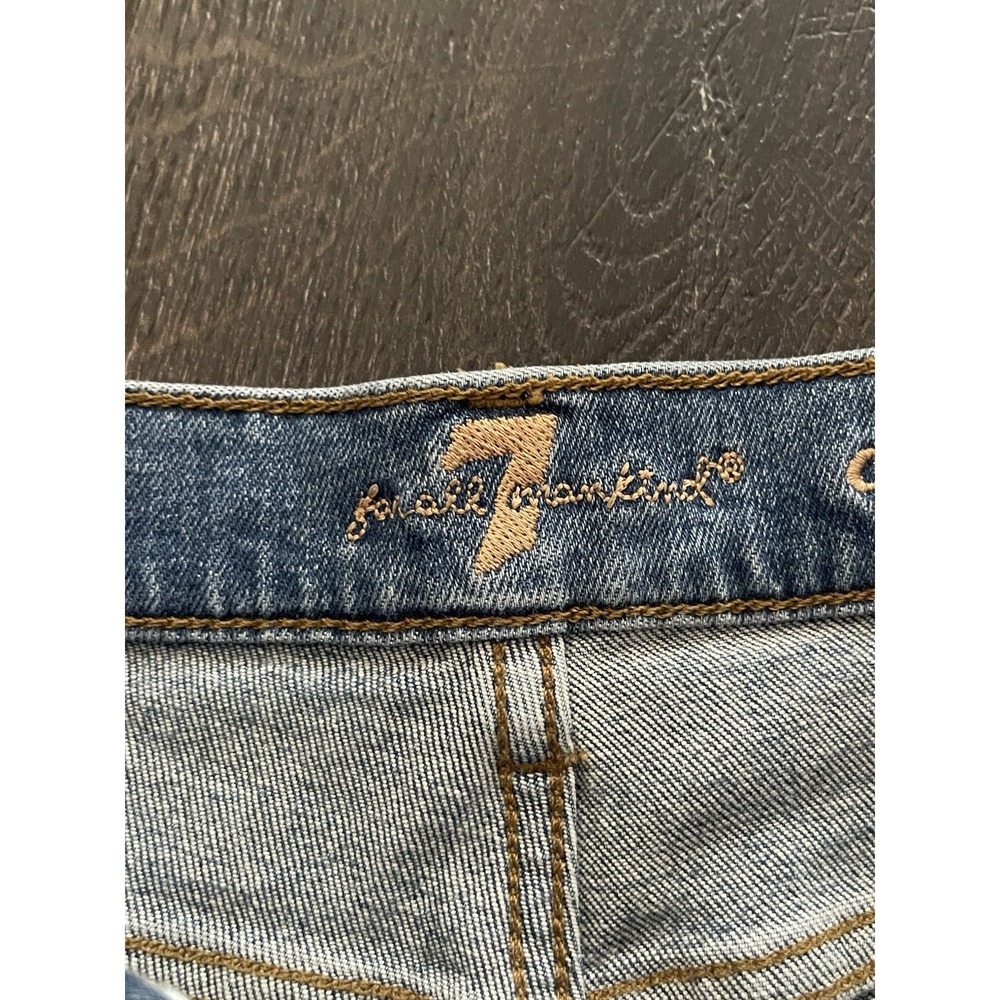 7 For All Mankind Jeans Womens 28 Medium Wash Cropped Alexa Embroidered Flowers - Picture 8 of 16